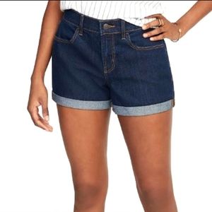 Old Navy Women's Indigo Dark Wash Cuffed Denim Jean Shorts sz8